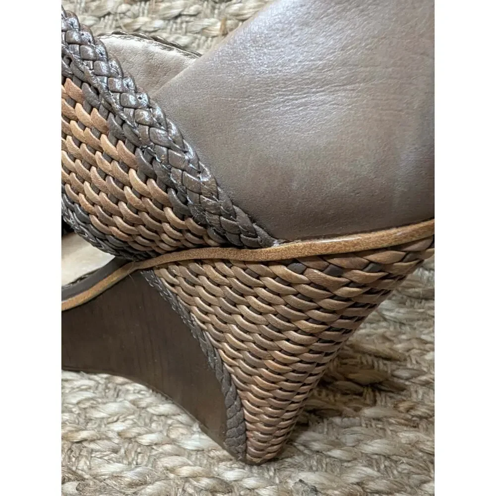 House Of Harlow 1960 Open Toe Platform Wedge Sandals Basket Weave 36.6 EU 6.5 US